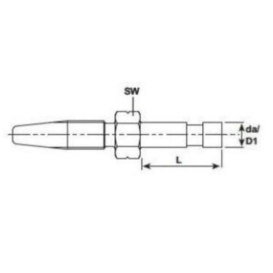 Pijpeind 6mm Recht voor hogedrukslang 8.6x4