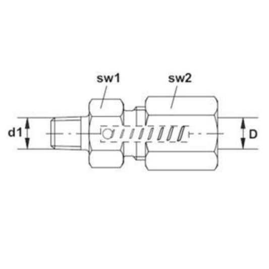Lincoln Snijringkoppeling met Terugslagklep en messing Cone GE 6 voor SSV-D verdelers.