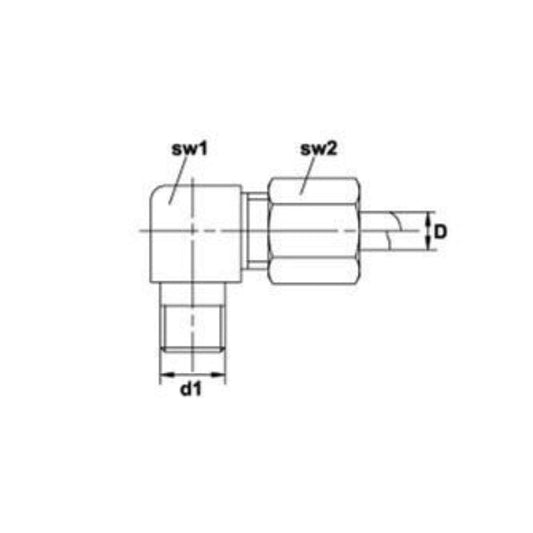 Knie Inschroefkoppeling WE6LL M6x1