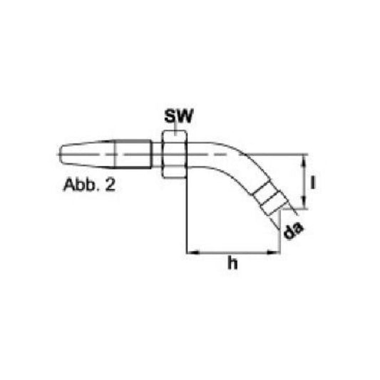 Pijpeind 6mm schuin (45 graden) voor HD