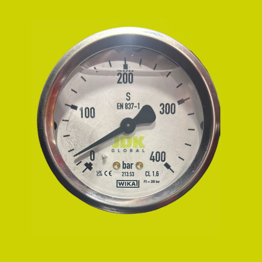 Glycerine gevulde manometer 63mm 0-400bar 1/4 achter aansluiting.